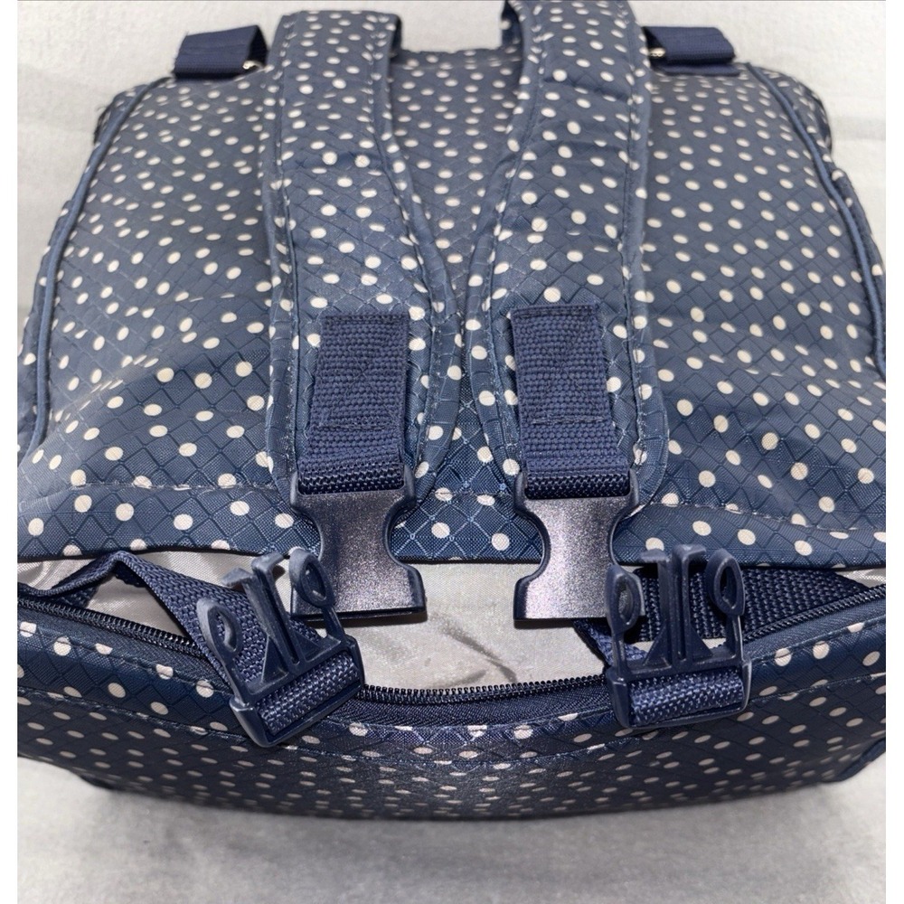 NWOT Thirty One Take Two Versatile Tote Backpack Navy Polkadot Travel Gym Diaper - Picture 8 of 16